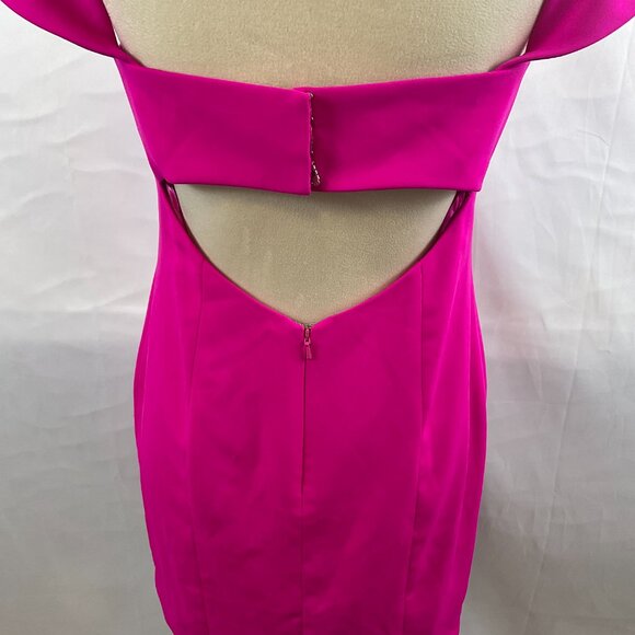 Jay Godfrey Off Shoulder Mini Dress 8 Bright Pink Semi-Open Back - Picture 10 of 14